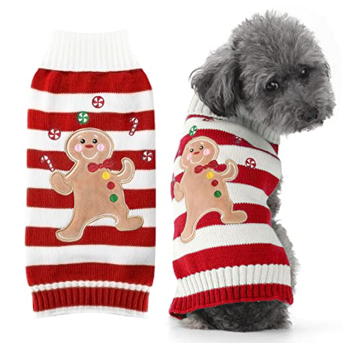 PETCARE Weihnachten Hund Kostüm Haustier Hund Pullover Weste Niedlich Bär Rot Gestreifte Katzenpullover Warme Winter Hundekleidung für Kleine Mittlere Große Hunde Katzen Ugly Xmas Welpe Doggy von PETCARE