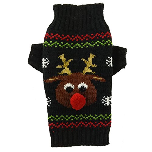 PETCARE Weihnachtspullover für Hunde und Katzen, warm, Rentier, für den Winter, Größe XXL, Schwarz von PETCARE