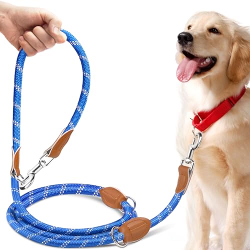 PETCOOZ Hundeleine 3 M Verstellbare Schleppleine für Mittel- & Großhunde(15-60kg), Reflektierende Freihandleine mit 2 Karabiner, Doppelleine aus Robustem Nylon, 200 kg Extreme Kraft von PETCOOZ