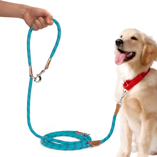 PETCOOZ Hundeleine 3 M Verstellbare Schleppleine für Mittel- & Großhunde(15-60kg), Reflektierende Freihandleine mit 2 Karabiner, Doppelleine aus Robustem Nylon, 200 kg Extreme Kraft von PETCOOZ