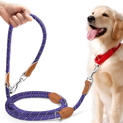 PETCOOZ Hundeleine 3 M Verstellbare Schleppleine für Mittel- & Großhunde(15-60kg), Reflektierende Freihandleine mit 2 Karabiner, Doppelleine aus Robustem Nylon, 200 kg Extreme Kraft von PETCOOZ