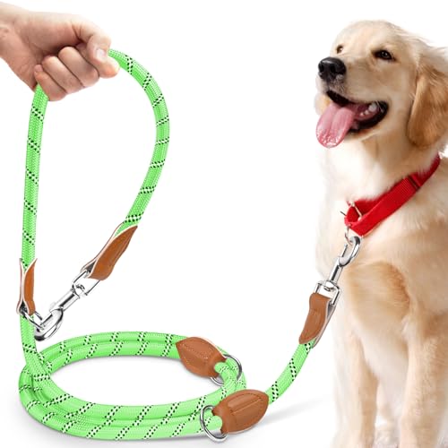 PETCOOZ Hundeleine 3 M Verstellbare Schleppleine für Mittel- & Großhunde(15-60kg), Reflektierende Freihandleine mit 2 Karabiner, Doppelleine aus Robustem Nylon, 200 kg Extreme Kraft von PETCOOZ