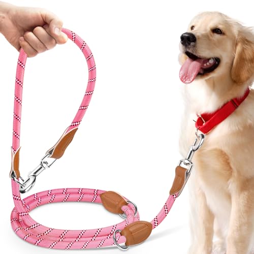 PETCOOZ Hundeleine 3 M Verstellbare Schleppleine für Mittel- & Großhunde(15-60kg), Reflektierende Freihandleine mit 2 Karabiner, Doppelleine aus Robustem Nylon, 200 kg Extreme Kraft von PETCOOZ