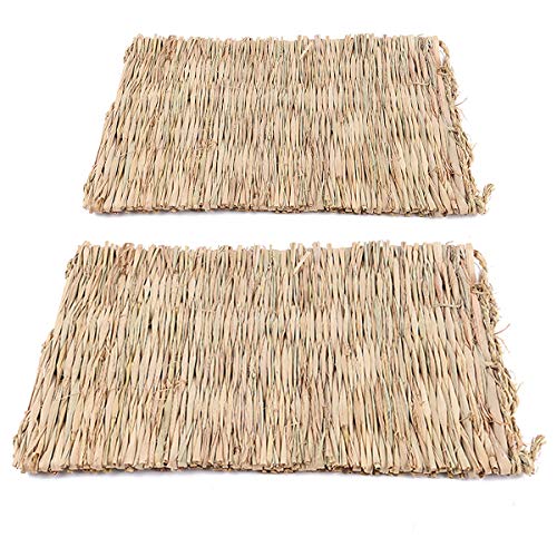 PETCUTE 2 Stück Kleintier Gras-Matten Haustier Gras Matte Grasmatte Gras Spielzeug natürliche handgewebte essbare Gras Matten für Kaninchen Hamster Kaninchen, (39 * 27cm) von PETCUTE