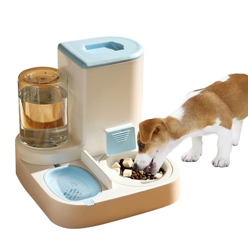 PETCUTE 2-in-1 Automatischer Futter und Wasserspender für Haustiere,Futterspender für Katzen mit großer Kapazität,Automatischer Futterspender für Haustiere,Leicht zu Reinigen, für Nass/Trockenfutter von PETCUTE