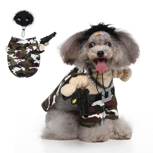 PETCUTE Halloween Kostüme für Hunde,Hund Halloween Kostüm,Katze Cosplay Party Anzug mit Hut und Requisite,Haustiere Hund Jumpsuit für Halloween Karneval Party,für Kleine bis große Hunde von PETCUTE