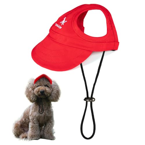 PETCUTE Haustier Baseballmütze,Hund Katze Outdoor Sunbonnet mit Ohrlöchern,Verstellbarer Gurt,Sommer Baseballmütze für Haustiere,Sport Haustier Hut Sonnenschutz für Kleine, Mittelgroße&große Hunde von PETCUTE