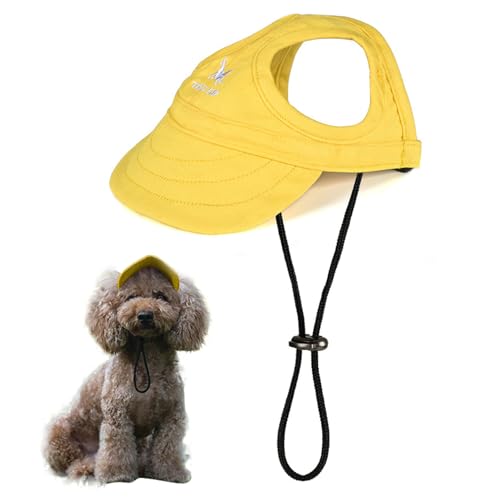 PETCUTE Haustier Baseballmütze,Hund Katze Outdoor Sunbonnet mit Ohrlöchern,Verstellbarer Gurt,Sommer Baseballmütze für Haustiere,Sport Haustier Hut Sonnenschutz für Kleine, Mittelgroße&große Hunde von PETCUTE