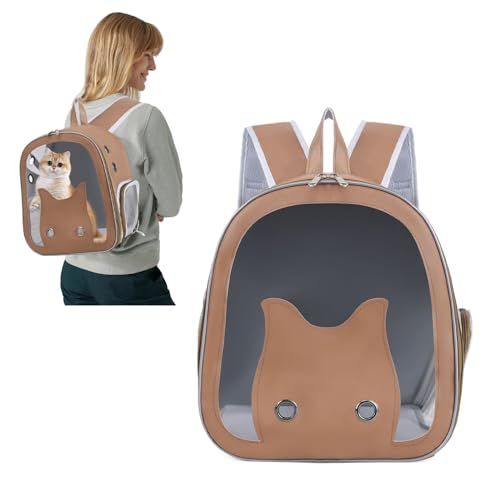 PETCUTE Haustier Rucksack Raumkapsel,Faltbarer Katzerucksack Hundetragerucksack mit Vornes Transparentes Fenster,Innerer Sicherheitsleine,Atmungsaktive Rucksack für Kleine Katzen und Hunde,für Reisen von PETCUTE