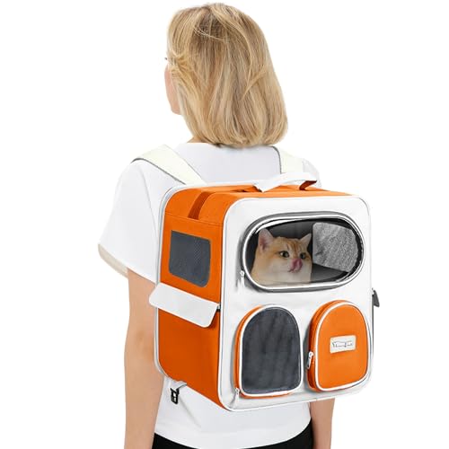 PETCUTE Haustier Rucksack für Katzen und Hunde,Foldable Haustiertrage-Rucksack mit Abnehmbarem Trolley,Multifunktionaler,Atmungsaktive Katzen Transport Rucksack mit Taschen,Für Reisen,Camping von PETCUTE