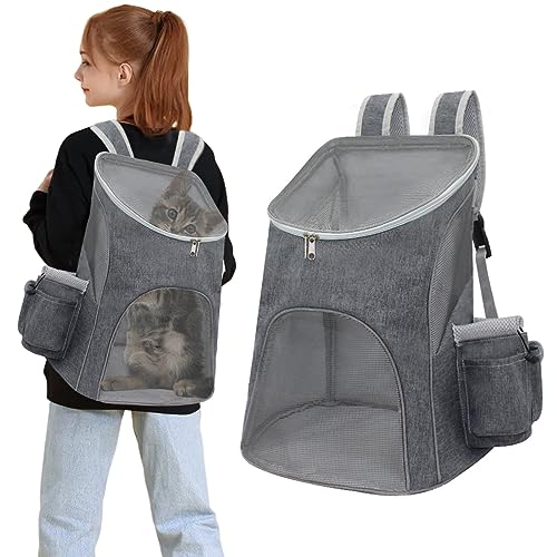 PETCUTE Haustier Rucksack für Katzen und Hunde,Tragbare Atmungsaktive Katzenrucksack mit Herausnehmbarer Matte,Taschen,Leichte Faltbar Haustier Tragetasche Hunderucksack zum Wandern,Reisen im Freien von PETCUTE