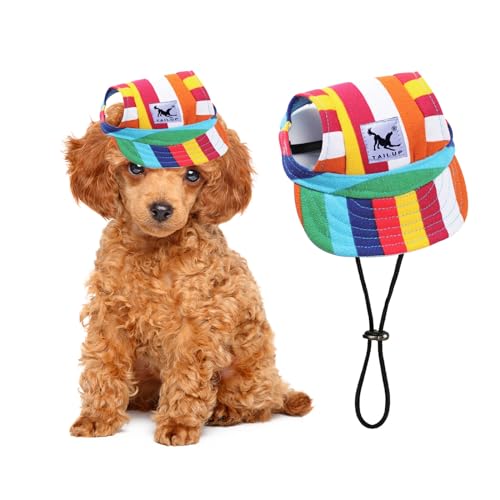 PETCUTE Hunde Baseballmütze,Verstellbar Atmungsaktiv Haustier Sonnenhut mit Ohrlöchern,Sonnenschutz Hut Hundecap mit Verstellbarem Kinnriemen,für Kleine, mittlere und große Hunde und Katzen,Outdoor von PETCUTE