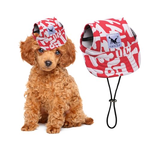 PETCUTE Hunde Baseballmütze,Verstellbar Atmungsaktiv Haustier Sonnenhut mit Ohrlöchern,Sonnenschutz Hut Hundecap mit Verstellbarem Kinnriemen,für Kleine, mittlere und große Hunde und Katzen,Outdoor von PETCUTE