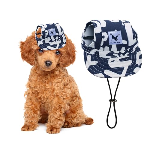 PETCUTE Hunde Baseballmütze,Verstellbar Atmungsaktiv Haustier Sonnenhut mit Ohrlöchern,Sonnenschutz Hut Hundecap mit Verstellbarem Kinnriemen,für Kleine, mittlere und große Hunde und Katzen,Outdoor von PETCUTE