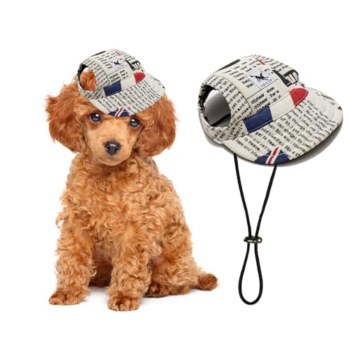 PETCUTE Hunde Baseballmütze,Verstellbar Atmungsaktiv Haustier Sonnenhut mit Ohrlöchern,Sonnenschutz Hut Hundecap mit Verstellbarem Kinnriemen,für Kleine, mittlere und große Hunde und Katzen,Outdoor von PETCUTE