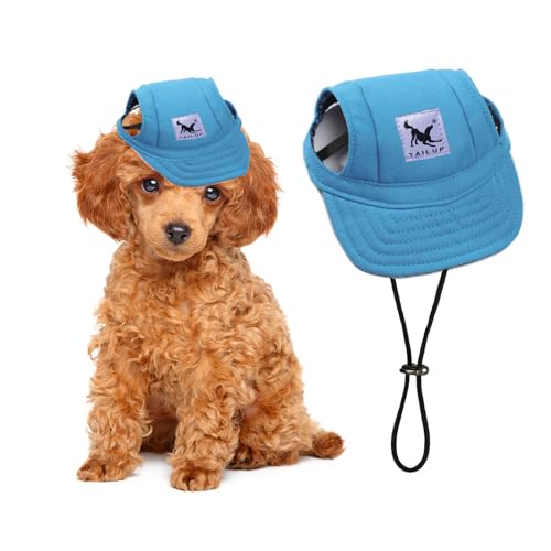 PETCUTE Hunde Baseballmütze,Verstellbar Atmungsaktiv Haustier Sonnenhut mit Ohrlöchern,Sonnenschutz Hut Hundecap mit Verstellbarem Kinnriemen,für Kleine, mittlere und große Hunde und Katzen,Outdoor von PETCUTE