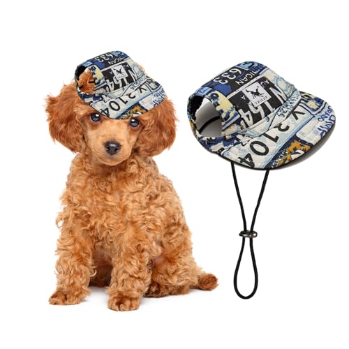 PETCUTE Hunde Baseballmütze,Verstellbar Atmungsaktiv Haustier Sonnenhut mit Ohrlöchern,Sonnenschutz Hut Hundecap mit Verstellbarem Kinnriemen,für Kleine, mittlere und große Hunde und Katzen,Outdoor von PETCUTE