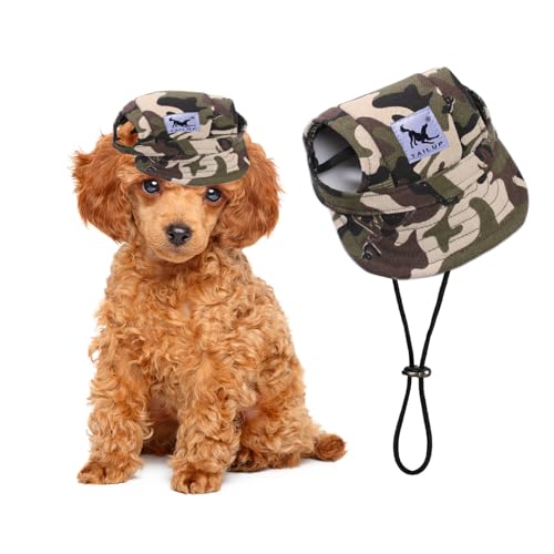 PETCUTE Hunde Baseballmütze,Verstellbar Atmungsaktiv Haustier Sonnenhut mit Ohrlöchern,Sonnenschutz Hut Hundecap mit Verstellbarem Kinnriemen,für Kleine, mittlere und große Hunde und Katzen,Outdoor von PETCUTE