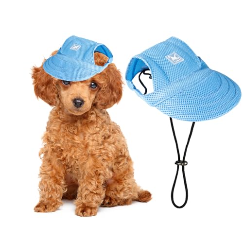 PETCUTE Hunde Baseballmütze,Verstellbar Atmungsaktiv Haustier Sonnenhut mit Ohrlöchern,Sonnenschutz Hut Hundecap mit Verstellbarem Kinnriemen,für Kleine, mittlere und große Hunde und Katzen,Outdoor von PETCUTE