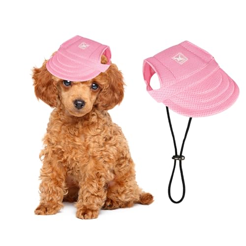 PETCUTE Hunde Baseballmütze,Verstellbar Atmungsaktiv Haustier Sonnenhut mit Ohrlöchern,Sonnenschutz Hut Hundecap mit Verstellbarem Kinnriemen,für Kleine, mittlere und große Hunde und Katzen,Outdoor von PETCUTE