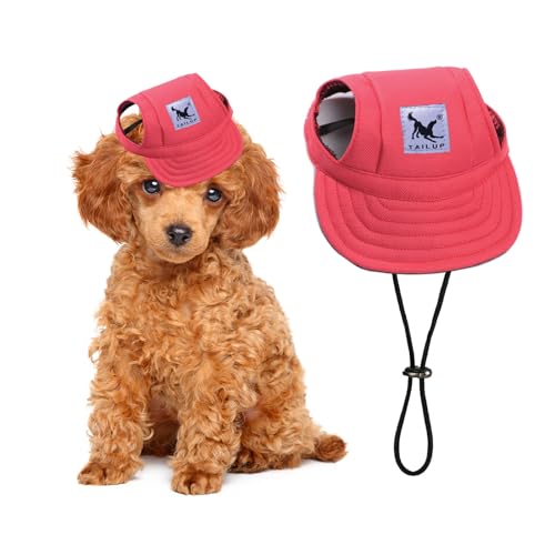 PETCUTE Hunde Baseballmütze,Verstellbar Atmungsaktiv Haustier Sonnenhut mit Ohrlöchern,Sonnenschutz Hut Hundecap mit Verstellbarem Kinnriemen,für Kleine, mittlere und große Hunde und Katzen,Outdoor von PETCUTE