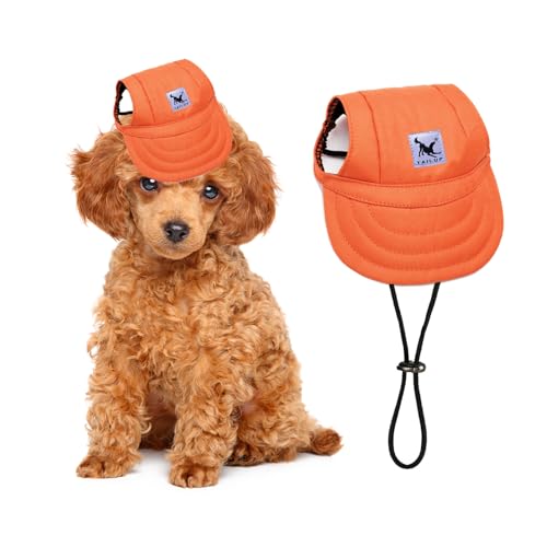 PETCUTE Hunde Baseballmütze,Verstellbar Atmungsaktiv Haustier Sonnenhut mit Ohrlöchern,Sonnenschutz Hut Hundecap mit Verstellbarem Kinnriemen,für Kleine, mittlere und große Hunde und Katzen,Outdoor von PETCUTE