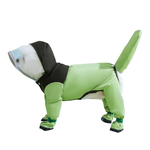 PETCUTE Hunde Regenmantel,wasserdichte Hunde-Regenjacke mit Kapuze,Verstellbare Vierbeiner Hunderegenmantel mit Leinenlöchern, Reflektierender Riemen,für kleine, mittelgroße Hunde von PETCUTE