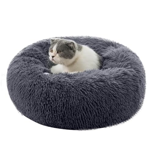 PETCUTE Hundebett Katzenbett Flauschige Marshmallow Katzen Bett Waschbar Runde Katzenkörbchen Weiches Hundekissen von PETCUTE