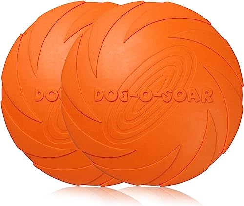 PETCUTE 2 Stück Hund Frisbees,Haustier Fliegenden Untertasse,Gummi Frisbee, Interaktive Outdoor-Spielzeug, Perfekt für Hund Werfen, Training, Spielen und Fangen,ø 20 cm von PETCUTE