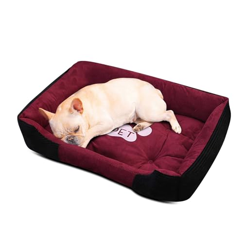 PETCUTE Hundekorb Hundebett Grosse Mittlere Kleine Hunde Waschbar Hundematte Weich Hundeschlafplatz Flauschig Hundebetten mit Kleines Kissen L-70X55X15CM von PETCUTE