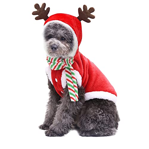 PETCUTE Hundekostüme Weihnachten,Elchkostüm für Hunde und Katzen,Hundemantel,Pet Hoodies warme Wintermantel für Kleine Mittlere Große Hunde,Geschenk für Hund Katze, Weihnachten Hundebekleidung von PETCUTE