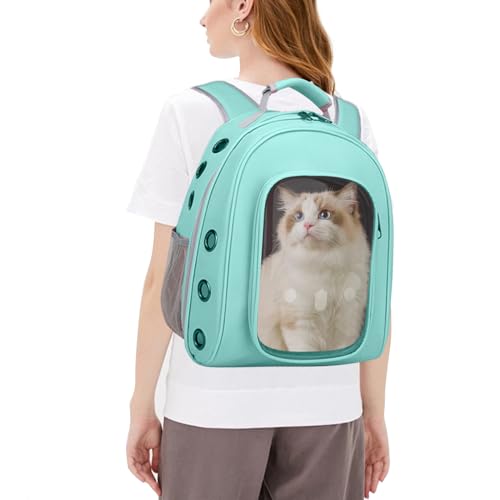 PETCUTE Hunderucksack,Atmungsaktiv Transparente Katzenrucksack,Haustier Rucksack Tragetasche mit Abnehmbarer Mattezum,Innerer Sicherheitsgurt,Fluggesellschaft Zugelassenen Hunde Katzen Rucksack von PETCUTE