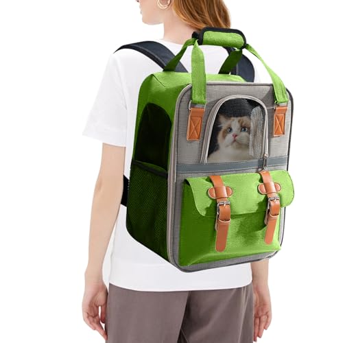 PETCUTE Hunderucksack Katzenrucksack,Atmungsaktiv Rucksäcke für Kleine Hunde und Katzen,Reflektierender Riemen,Faltbar Haustier Rucksack mit Abnehmbarer Mattezum,Innerer Sicherheitsgurt zum Wandern von PETCUTE