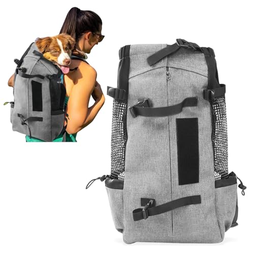 PETCUTE Hundetasche Hundetransporttasche Tragetasche für Hunde Katzen Wanderrucksack Seite Atmungsaktives Netz Rucksack für Kleine Hunde Katzen bis zu 3 kg Grau von PETCUTE