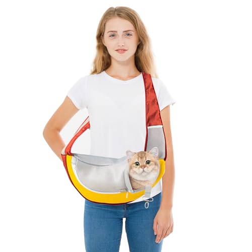 PETCUTE Hundetasche Tragetuch,Hundetragetasche,Verstellbare Welpen-Tragetasche mit Sicherheitsleine,Atmungsaktives Netz Hundetragebeutel mit Fronttasche,Haustier Tragetasche für Outdoor von PETCUTE