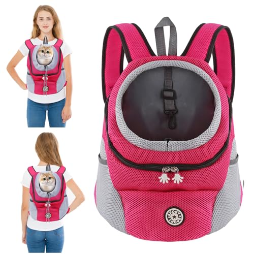 PETCUTE Hundetragerucksack,Verstellbarer Haustier Rucksack für Kleine Hunde und Katzen,Gepolsterter Schultergurt,Wasserdichter Boden,Atmungsaktiv,Haustier-Fronttasche mit Sicherheitshaken,zum Wandern von PETCUTE