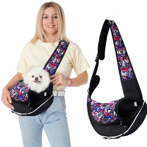 PETCUTE Hundetragetasche,Atmungsaktives Mesh Hundetasche mit Verstellbarer Schultergurt,Taschen,Tragbar Reflektierend Haustier Umhängetasche Transporttasche für Haustiere für Outdoor Reisen von PETCUTE