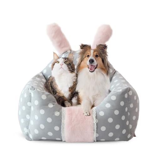 PETCUTE Katzenbett Hundebett Haustierbett für Katzen und kleine Hunde,Waschbar Kaninchen Design Haustierbett,Niedliches Lustiges Katzenbett,Hundesofa Extra Weich Hundekissen Warme Hundematratze von PETCUTE