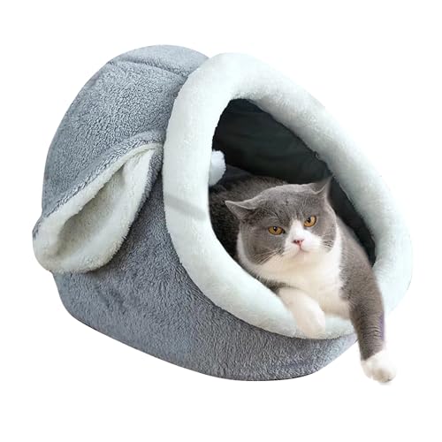 PETCUTE Katzenhöhle,Katzenbett für Indoor-Katzen mit Abnehmbarem Waschbarem Kissen,Weiches und Warmes Katzenhaus für Drinnen mit Anti-Rutsch-Boden,Waschbar,Detachable,Kuschelhöhle für Katzen von PETCUTE