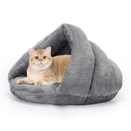 PETCUTE Katzenhöhle Katzenbett,Waschbar Haustierhöhlenbett Katzenkorb für Katzen und Hunde,Weiches Plüsch,Winter Haustier Schlafsack für Katzen, Kätzchen, Welpen,Katzenkissen Kuschelhöhle für Katze von PETCUTE