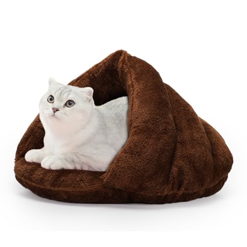 PETCUTE Katzenhöhle Katzenbett,Waschbar Haustierhöhlenbett Katzenkorb für Katzen und Hunde,Weiches Plüsch,Winter Haustier Schlafsack für Katzen, Kätzchen, Welpen,Katzenkissen Kuschelhöhle für Katze von PETCUTE