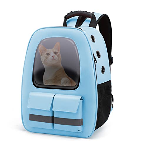 PETCUTE Katzenrucksack,Oxford-Tuch Hunderucksack für Kleine Katze,Atmungsaktiv Haustier Rucksack mit Herausnehmbarer Matte,Reflektierender Streifen,Katzen Rucksack mit Sicherheitsleine,zum Reisen von PETCUTE