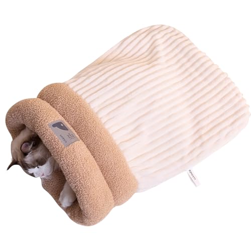 PETCUTE Katzenschlafsack,Warm Plüsch Winter-Haustierschlafsack für Katzen und Hunde,Waschbar Selbstwärmende Katzenbett,Geeignet für Kleine und Mittelgroße Katzen,Kuschelhöhle für Katzen,Welpen von PETCUTE