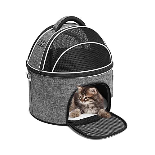 PETCUTE Katzentragetasche,Transporttasche für Hunde & Katzen,Atmungsaktive Hundetasche Hundetragetasche mit Herausnehmbarer Matte,Airline Genehmigt Haustiertragetasche mit Sicherheitsleine von PETCUTE