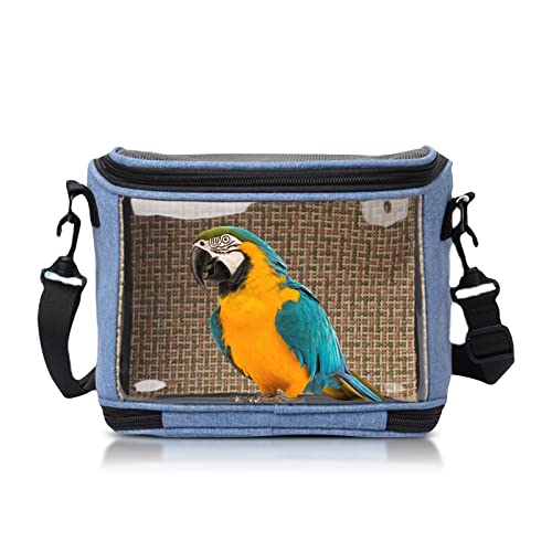 PETCUTE Papageien Tragetasche für Vögel Papagei Rucksack,Atmungsaktiv Vogel Transporttasche Transportbox,Leichter Transparenter PVC Vogel-Reisekäfig mit Schultergurt und Integrierter Sicherheitsgurt von PETCUTE