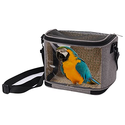 PETCUTE Papageien Tragetasche für Vögel Papagei Rucksack,Atmungsaktiv Vogel Transporttasche Transportbox,Leichter Transparenter PVC Vogel-Reisekäfig mit Schultergurt und Integrierter Sicherheitsgurt von PETCUTE