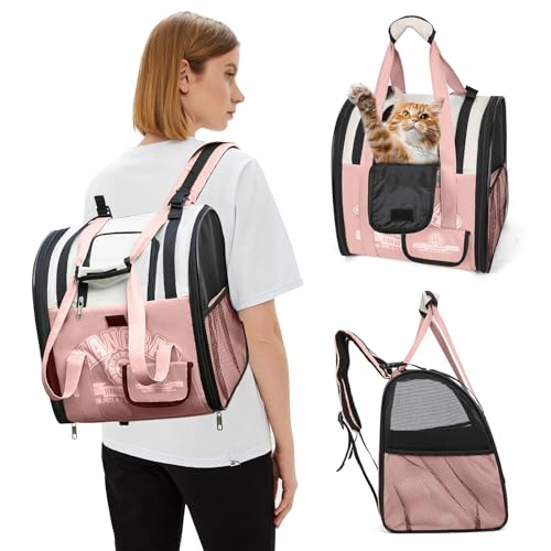 PETCUTE Rucksäcke für Katzen und Hunde,Faltbar Tragbare Katzenrucksack mit Atmungsaktivem Netz,Hund Rucksack mit Herausnehmbarer Matte und Griff,Haustier Rucksack mit Taschen,für AußEnbereich von PETCUTE