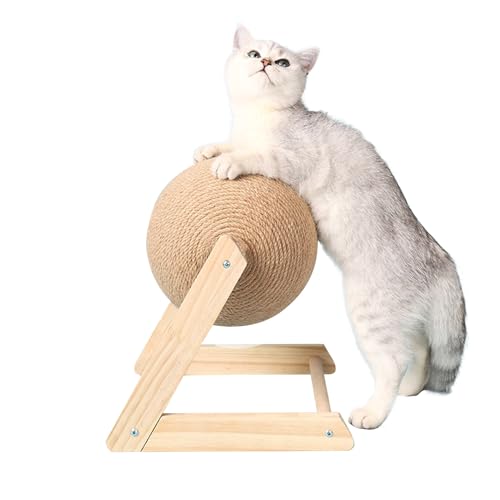 PETCUTE Sisal Ball Katze Kratzbrett,Kratzball für Katzen mit Katze Loch Design,Dreieckige Unterstützung Bord,Katzenspielzeug Ball Sisal,Verschleißfest,Katze Kratzball,Langeweile Linderung Spielzeug von PETCUTE