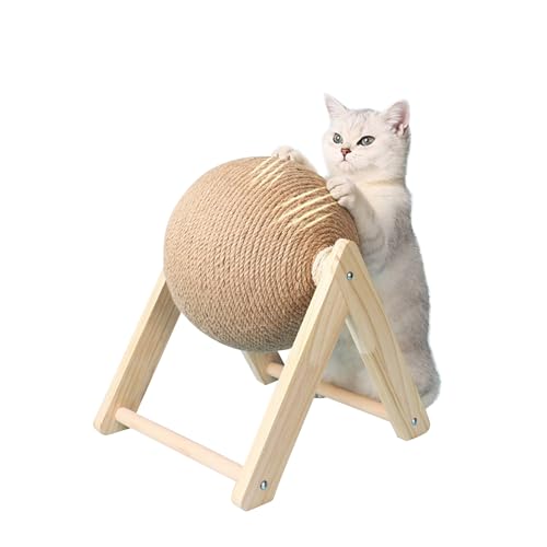 PETCUTE Sisal Ball Katze Kratzbrett,Kratzball für Katzen mit Katze Loch Design,Dreieckige Unterstützung Bord,Katzenspielzeug Ball Sisal,Verschleißfest,Katze Kratzball,Langeweile Linderung Spielzeug von PETCUTE