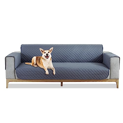 PETCUTE Sofa überwürfe Sofabezug 3-Sitzer wasserdichter gesteppter couchbezug Sitzbreite Bis zu 66" Rutschfester Bezug für Sofa Grau von PETCUTE